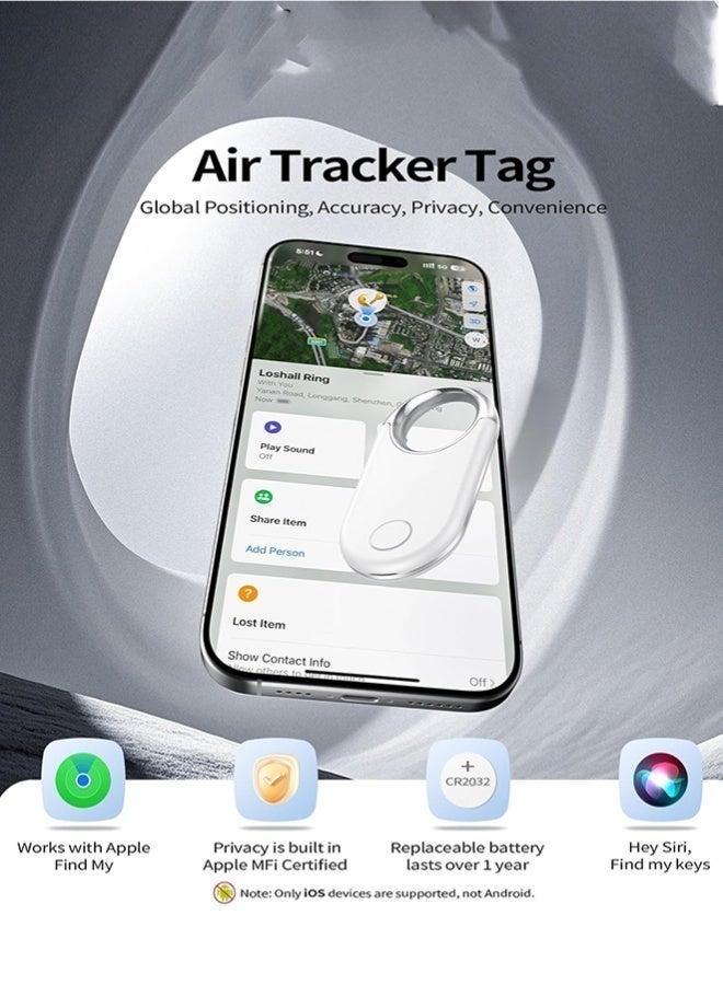 جهاز تتبع ذكي بتقنية البلوتوث متوافق مع Apple Find My، محدد مواقع للمفاتيح والمحفظة والحقائب والحيوانات الأليفة، مقاوم للماء IPX6 وبطارية طويلة العمر - Image 2
